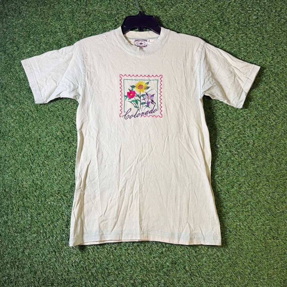 Colorado Floral Stamp T-Shirt Small‎ Made In USA Nature Souvenir Vintage